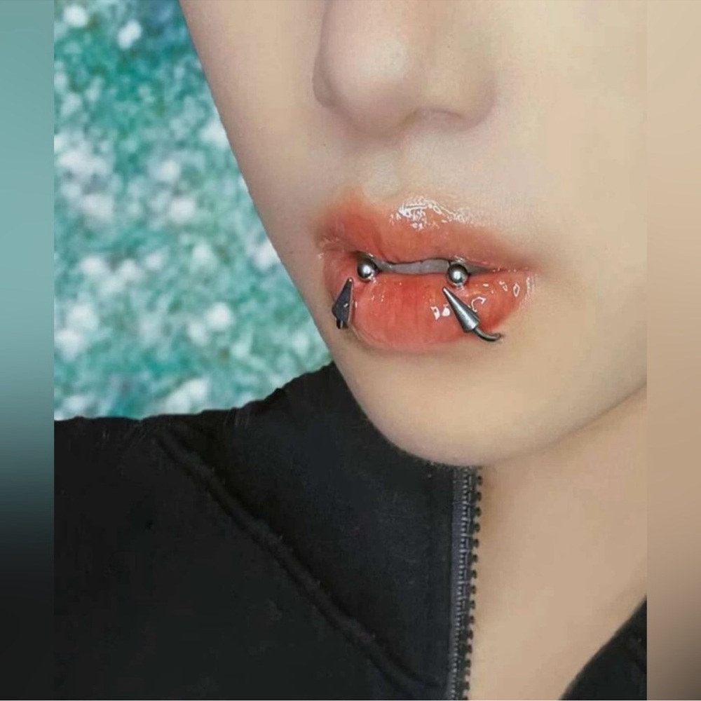 16g GOTH 2Pc Stainless Steel Lip Rings NWT